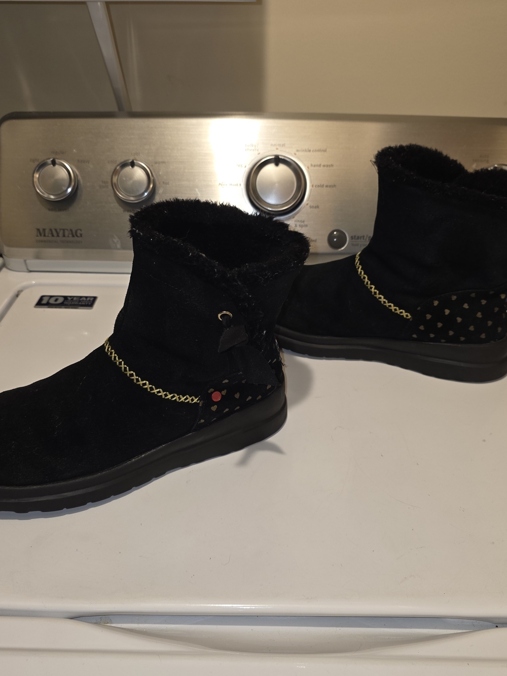 UGG Black Heart Accent Winter Boots with Gold Heart Logo - Picture 2 of 6